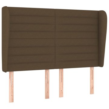 Vidaxl Vzglavje z ušesi temno rjavo 147x23x118/128 cm blago
