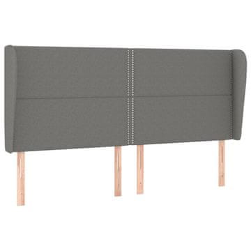 Vidaxl Vzglavje z ušesi temno sivo 203x23x118/128 cm blago