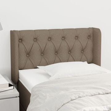 Vidaxl vidaXL Vzglavje postelje s krilci, sivo-rjavo, 83x16x78/88 cm, blago