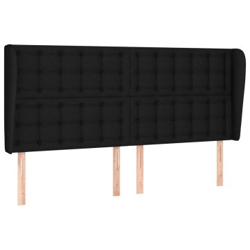 Vidaxl Vzglavje z ušesi črno 163x23x118/128 cm blago