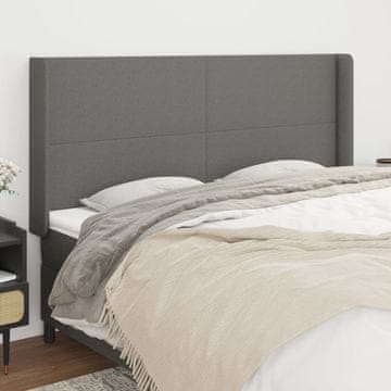 Vidaxl vidaXL Vzglavje s krilci temno sivo 203x16x118/128 cm blago