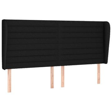 Vidaxl Vzglavje z ušesi črno 203x23x118/128 cm blago