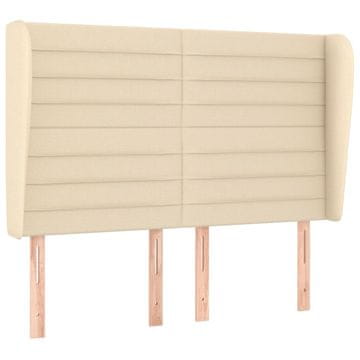 Vidaxl Vzglavje z ušesi krem 147x23x118/128 cm blago