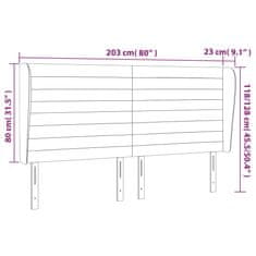 Vidaxl Vzglavje z ušesi svetlo siv 203x23x118/128 cm žamet
