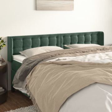 Vidaxl vidaXL Vzglavje s krilci temno zeleno 203x16x78/88 cm žamet
