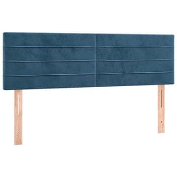 Vidaxl Posteljno vzglavje temno modra 144x5x78/88 cm žametna