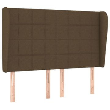 Vidaxl Vzglavje z ušesi temno rjavo 147x23x118/128 cm blago