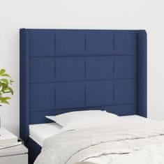 Vidaxl Vzglavje z ušesi modro 93x16x118/128 cm blago