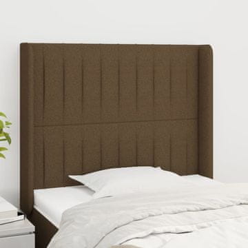 Vidaxl vidaXL Vzglavje s krilci temno rjavo 103x16x118/128 cm blago