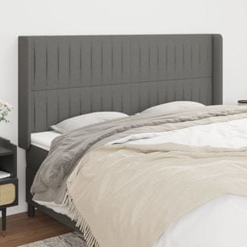 Vidaxl vidaXL Vzglavnik s krilci temno siv 163x16x118/128 cm blago