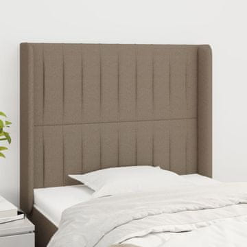 Vidaxl vidaXL Vzglavje postelje s krilci, sivo-rjavo, 83x16x118/128 cm, blago