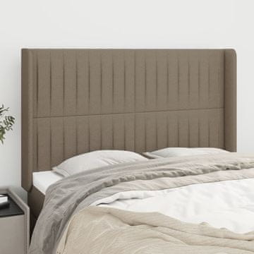 Vidaxl vidaXL Vzglavje postelje s krilci, sivo-rjavo, 147x16x118/128 cm, blago