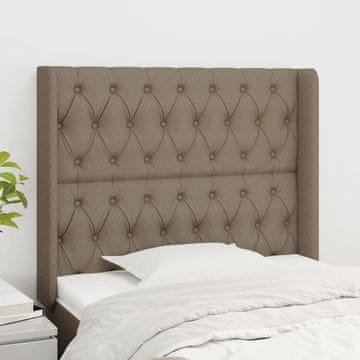 Vidaxl vidaXL Vzglavje postelje s krilci, sivo-rjavo, 103x16x118/128 cm, blago