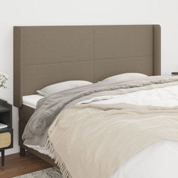 Vidaxl vidaXL Vzglavje postelje s krilci, sivo-rjavo, 183x16x118/128 cm, blago