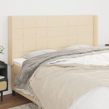 Vidaxl vidaXL Vzglavje postelje s krilci, kremne barve, 203x16x118/128 cm, blago
