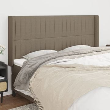 Vidaxl vidaXL Vzglavje postelje s krilci, sivo-rjavo, 203x16x118/128 cm, blago