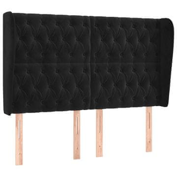 Vidaxl Vzglavje z ušesi črno 147x23x118/128 cm žamet