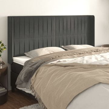 Vidaxl vidaXL Vzglavje s krilci temno sivo 183x16x118/128 cm žamet