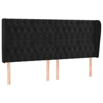 Vidaxl Vzglavje z ušesi črno 203x23x118/128 cm žamet