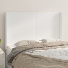 shumee vidaXL Vzglavje z ušesi belo 147x16x118/128 cm umetno usnje