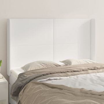 Vidaxl vidaXL Vzglavnik s krilci bel 147x16x118/128 cm umetno usnje