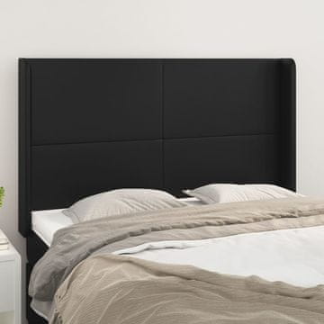 Vidaxl vidaXL Vzglavnik s krilci črne barve 147x16x118/128 cm umetno usnje