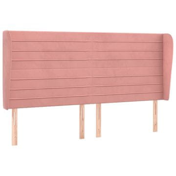 Vidaxl Vzglavje z ušesi roza 163x23x118/128 cm žamet
