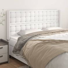 shumee vidaXL Vzglavje z ušesi belo 163x16x118/128 cm umetno usnje