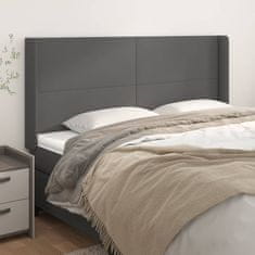 shumee vidaXL Vzglavje z ušesi sivo 183x16x118/128 cm umetno usnje