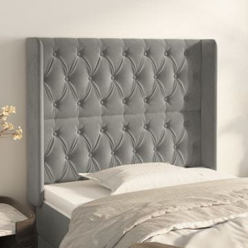Vidaxl vidaXL Vzglavje s krilci svetlo sivo 93x16x118/128 cm žamet