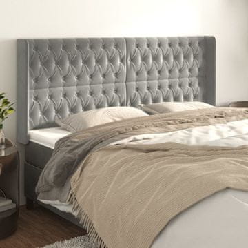 Vidaxl vidaXL Vzglavje s krilci svetlo sivo 203x16x118/128 cm žamet