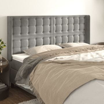 Vidaxl vidaXL Vzglavje s krilci svetlo sivo 163x16x118/128 cm žamet
