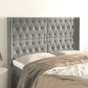 Vidaxl vidaXL Vzglavje s krilci svetlo sivo 163x16x118/128 cm žamet