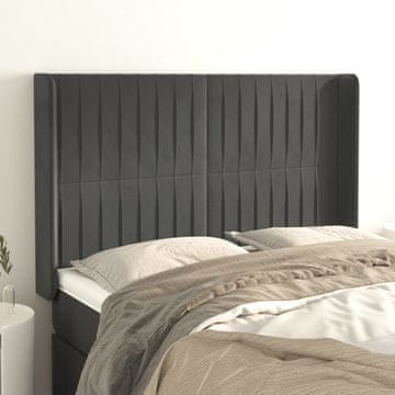 Vidaxl vidaXL Vzglavje s krilci temno sivo 147x16x118/128 cm žamet