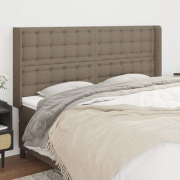 Vidaxl vidaXL Vzglavje postelje s krilci, sivo-rjavo, 203x16x118/128 cm, blago