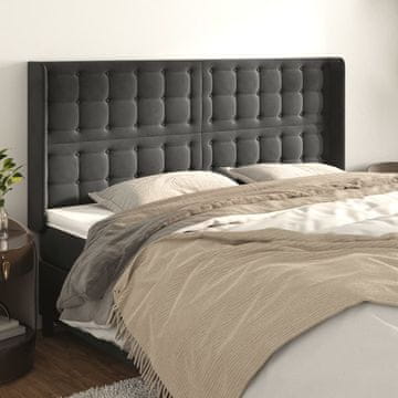 Vidaxl vidaXL Vzglavje s krilci temno sivo 203x16x118/128 cm žamet