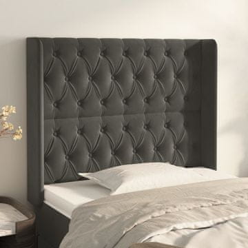 Vidaxl vidaXL Vzglavje s krilci temno sivo 93x16x118/128 cm žamet