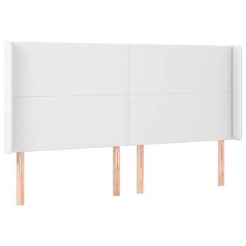 Vidaxl Vzglavje z ušesi belo 163x23x118/128 cm umetno usnje