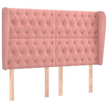 Vidaxl Vzglavje z ušesi roza 163x23x118/128 cm žamet
