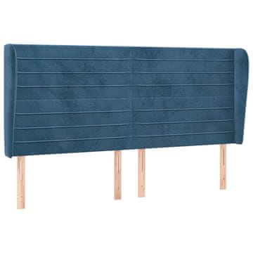 Vidaxl Vzglavje z ušesi temno modra 203x23x118/128 cm žamet