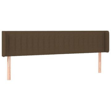 Vidaxl Vzglavje z ušesi temno rjavo 203x16x78/88 cm blago