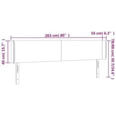 Vidaxl LED posteljno vzglavje temno sivo 203x16x78/88 cm blago