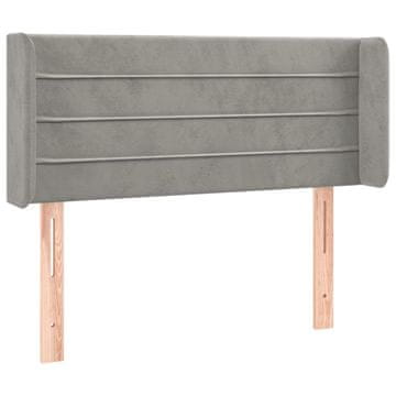 Vidaxl Vzglavje z ušesi svetlo sivo 83x16x78/88 cm žamet