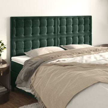 Vidaxl vidaXL Vzglavja za posteljo, komplet 4 kosov, temno zelena, 100x5x78/88 cm, žamet