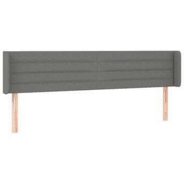 Vidaxl Vzglavje z ušesi temno sivo 183x16x78/88 cm blago
