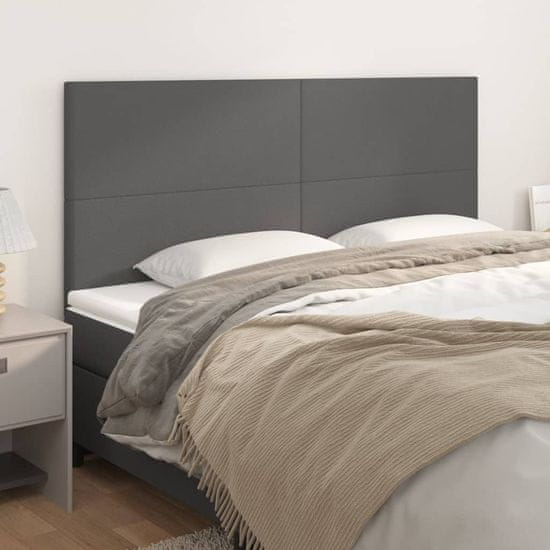 Greatstore Posteljno vzglavje 4 kosa siv 100x5x78/88 cm umetno usnje