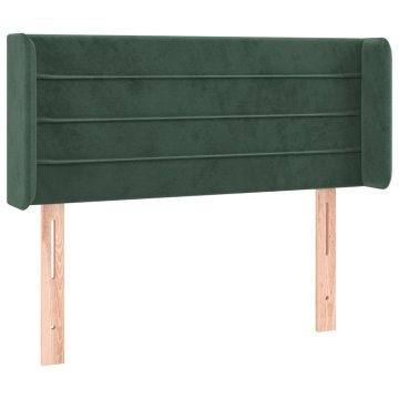 Vidaxl Vzglavje z ušesi temno zeleno 103x16x78/88 cm žamet