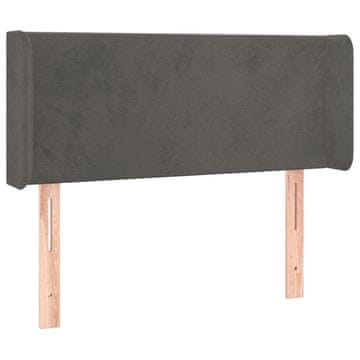 Vidaxl Vzglavje z ušesi temno sivo 93x16x78/88 cm žamet