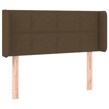 Vidaxl Vzglavje z ušesi temno rjavo 103x16x78/88 cm blago
