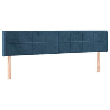 Vidaxl Vzglavje z ušesi temno modro 163x16x78/88 cm žamet